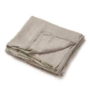 Linnen tafelkleed fringes Simply Taupe