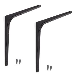 2 stuks hoogwaardige heavy-duty montagebeugel, draagvermogen: 130 kg (287 lbs), oppervlak: zwart, 480 mm (18,9″), BTK-480B. Heavy-duty rekkenbeugel voor plank, scheidingswand, plank, hoekverbinding en nog veel meer, van Sugatsune / LAMP® (Japan)