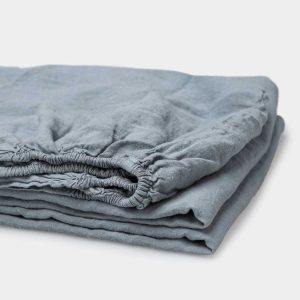 Linnen hoeslaken Slate Blue